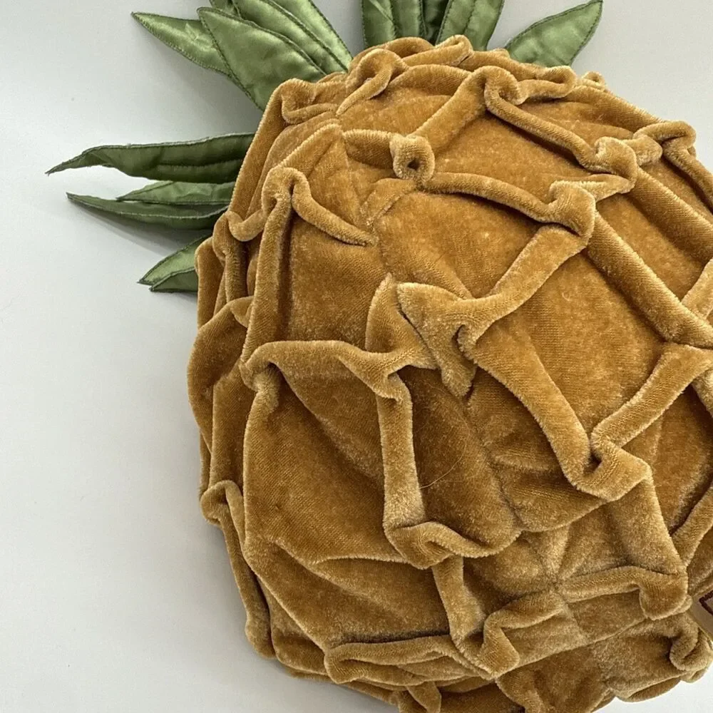 MWW Market Pineapple Plush Throw Pillow Fruit Tropical Velvet Velour